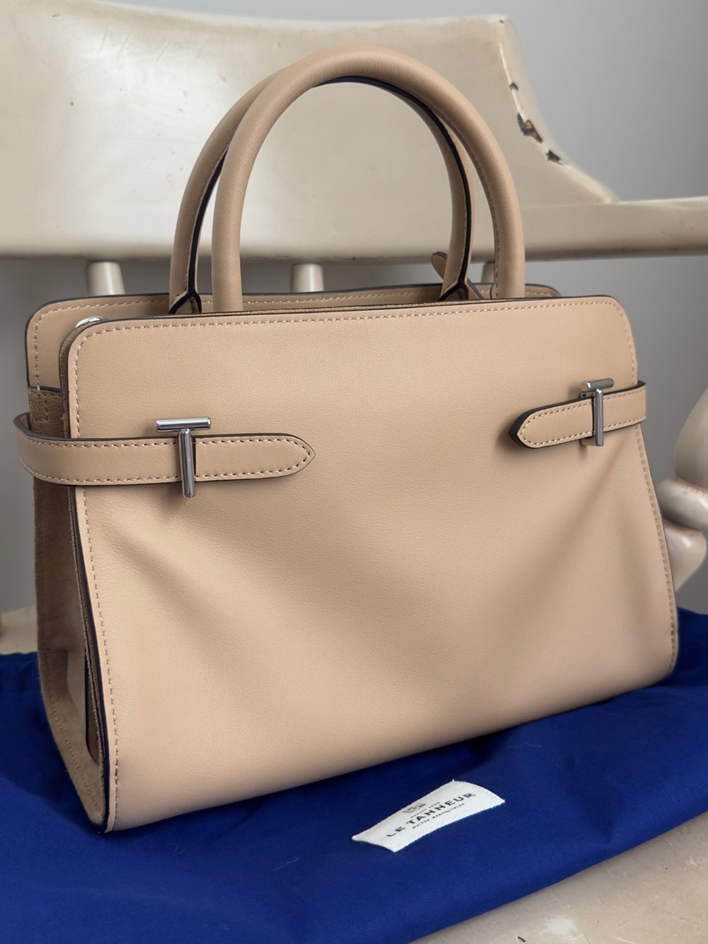 Le Tanneur Emie MEDIUM HANDBAG IN SMOOTH LEATHER AND NUBUCK NWOT
